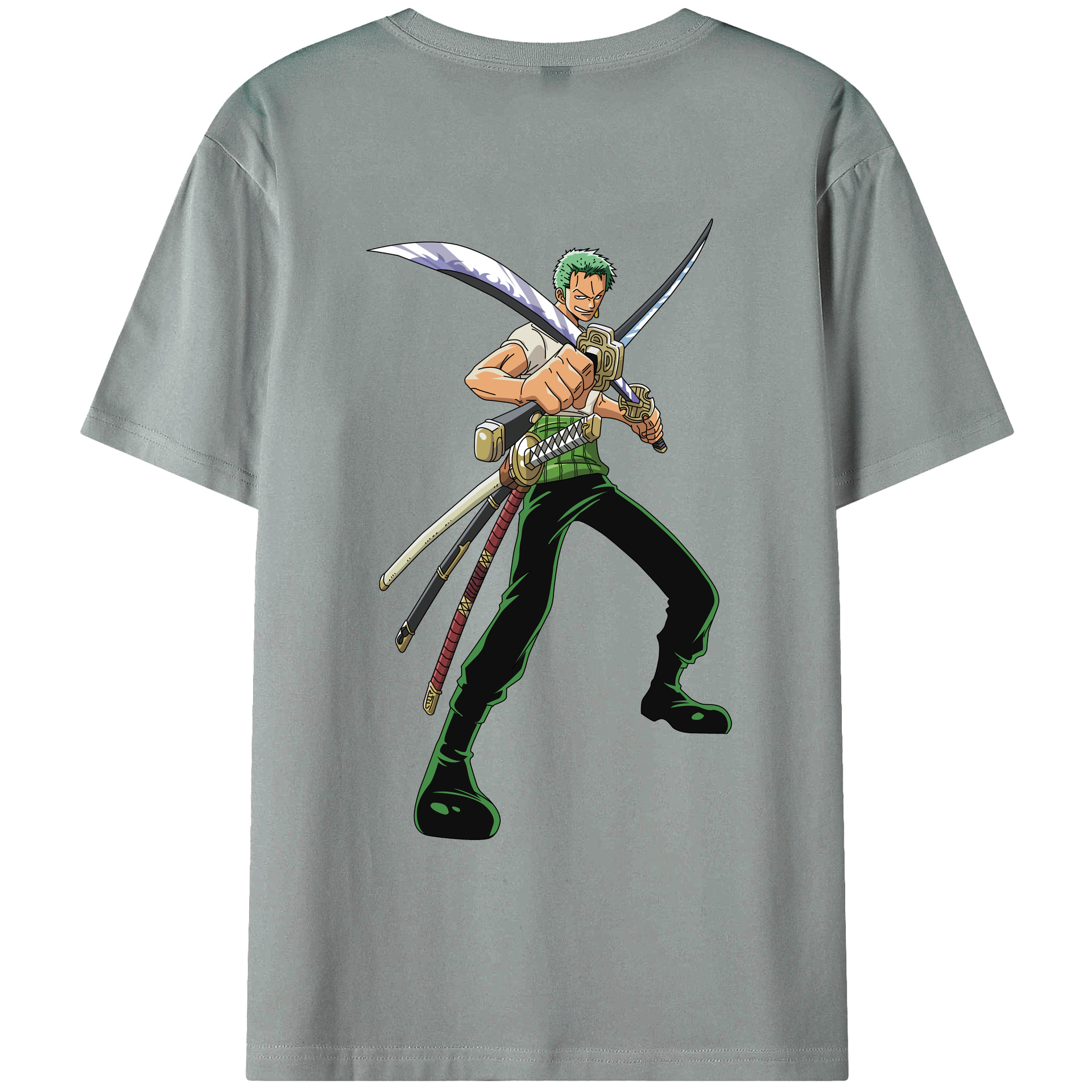 ワンピース ロロノア・ゾロ ONE PIECE Roronoa Zoro 綿100％ メンズ半袖Tシャツ（バックプリント） 通気性